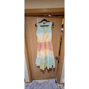 The Pyramid Collection Tie Dye Maxi Dress Womens Size L Sleeveless Sundress Boho